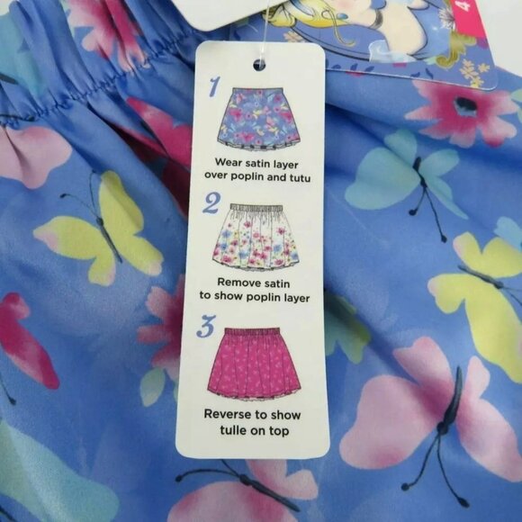 Disney 3-In-1 Skirt Butterflies Flowers Reversible Layers Elastic Waist NWT $60 - Picture 1 of 5